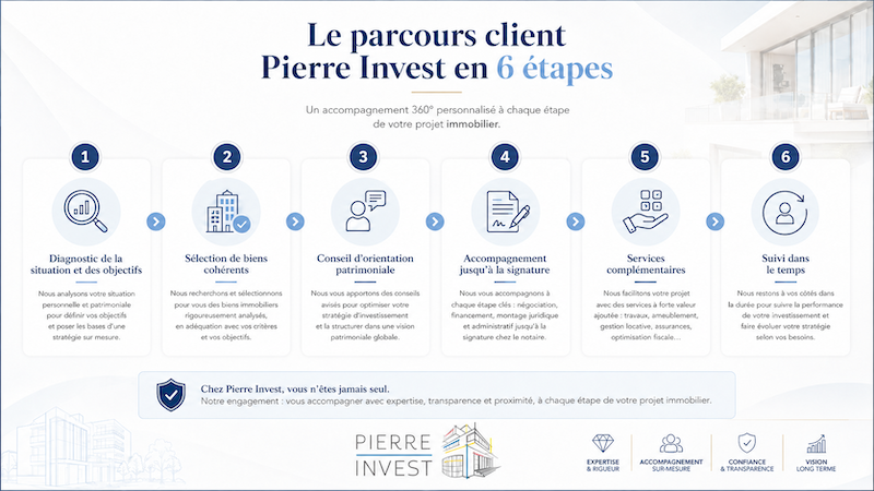 Le parcours client Pierre Invest en 6 étapes